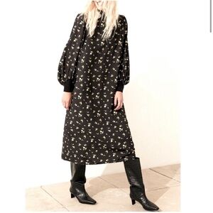 H&M Boho Floral Black/Yellow/Green Midi/ maxi dress